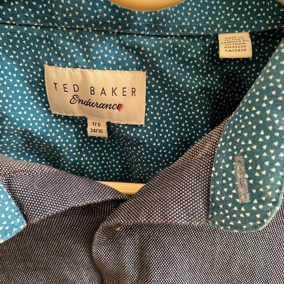 Ted Baker Endurance Men's Flip Cuff Dress Shirt Blue 17.5 34/35 - Picture 2 of 7